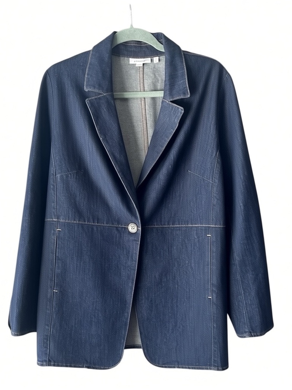 Chico's Denim Blazer Womens Size 8 Dark Wash Jean Jacket Coat - Picture 4 of 11